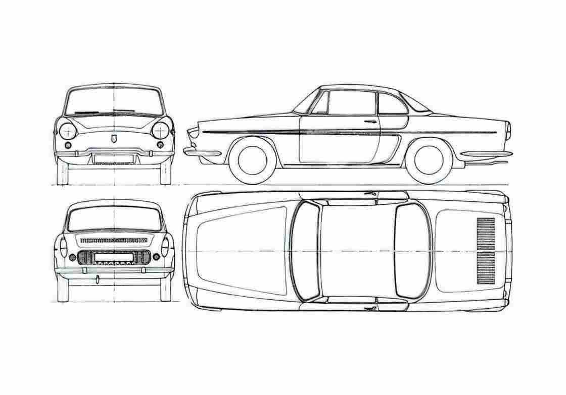 Blueprint Renault Floride Coupe 1962 A4 Photo Print