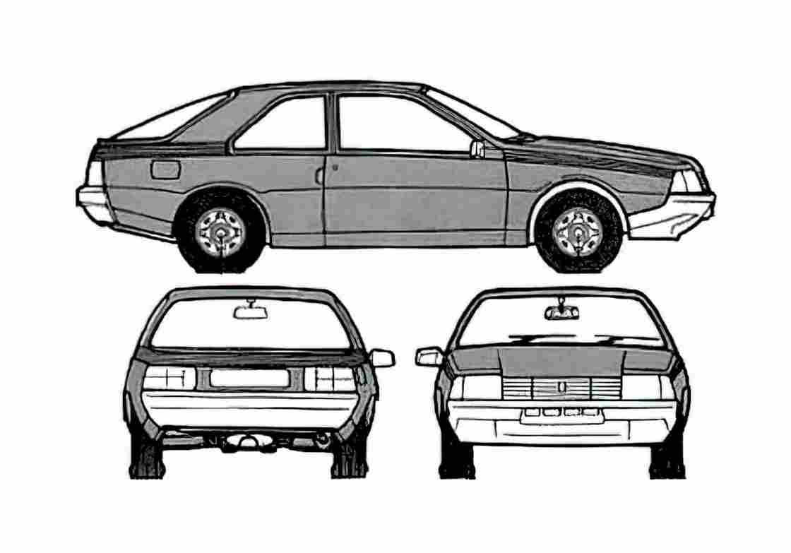Blueprint Renault Fuego Hatchback 1980 A4 Photo Print