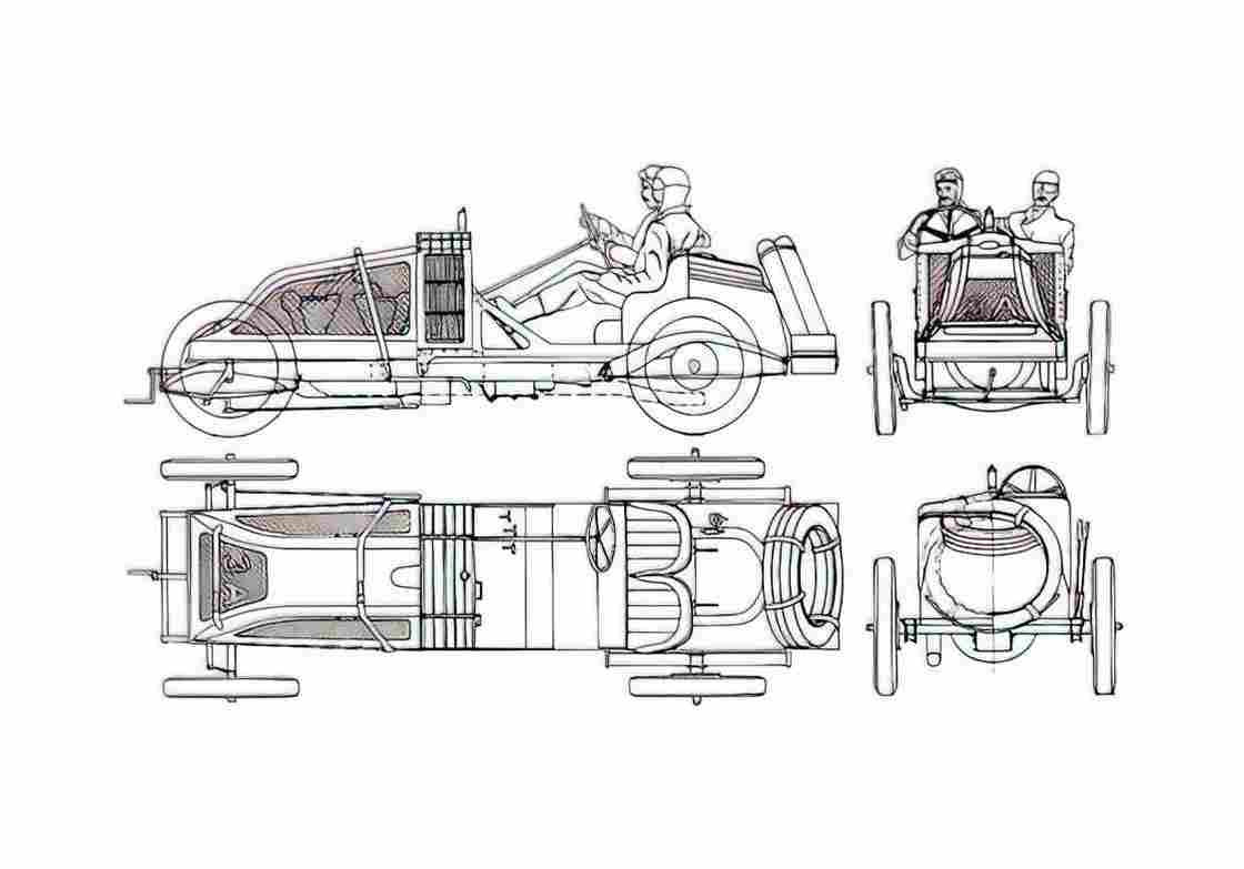 Blueprint Renault Grand Prix OW 1906 A4 Photo Print
