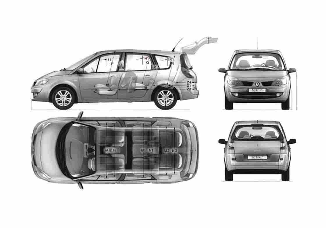 Blueprint Renault Grand Scenic II Minivan 2009 A4 Photo Print