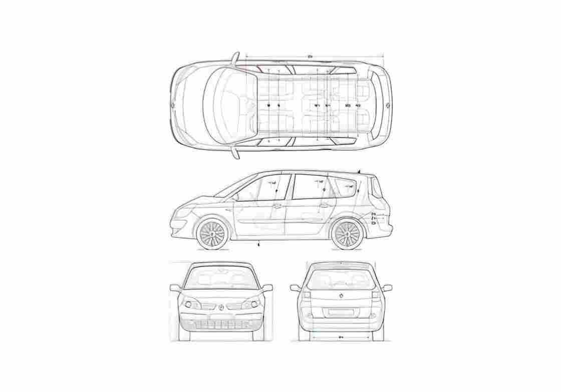 Blueprint Renault Grand Scenic Minivan 2005 A4 Photo Print