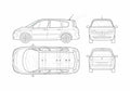 Blueprint Renault Grand Scenic Minivan 2006 A4 Photo Print