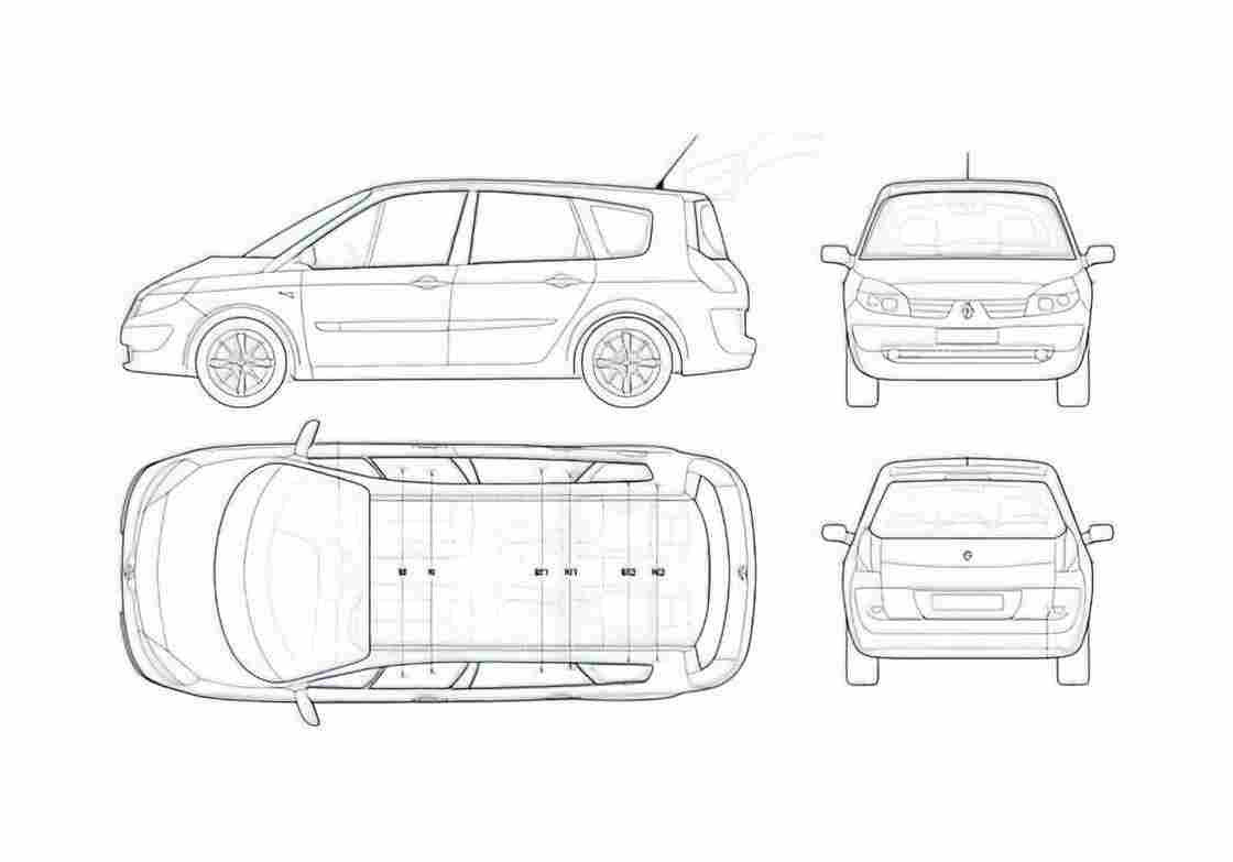 Blueprint Renault Grand Scenic Minivan 2006 A4 Photo Print