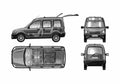 Blueprint Renault Kangoo 4x4 Van 2004 A4 Photo Print
