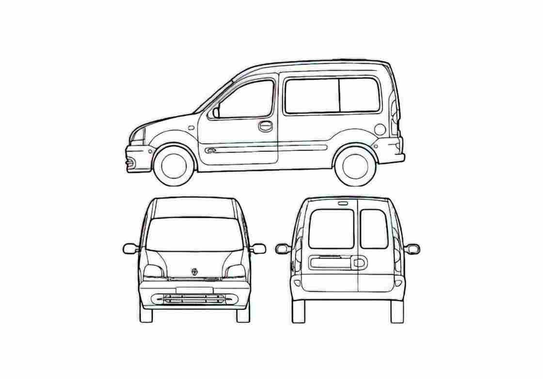 Blueprint Renault Kangoo Van 2000 A4 Photo Print