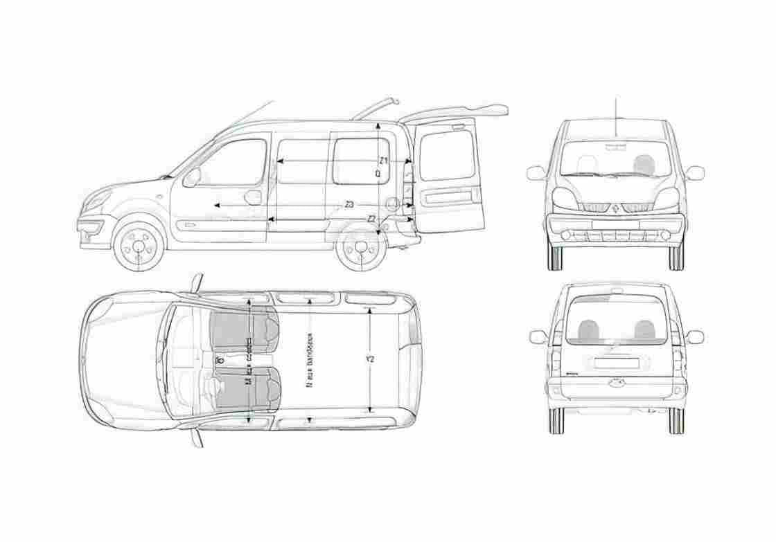 Blueprint Renault Kangoo Van 2006 A4 Photo Print