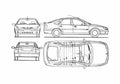 Blueprint Renault Laguna Hatchback 1999 A4 Photo Print