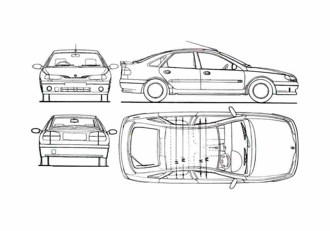 Blueprint Renault Laguna Hatchback 1999 A4 Photo Print