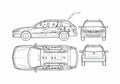 Blueprint Renault Laguna II Break Wagon 2006 A4 Photo Print