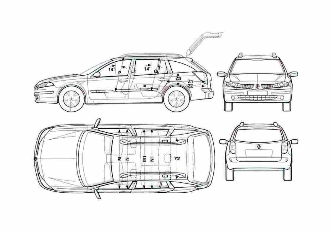 Blueprint Renault Laguna II Break Wagon 2006 A4 Photo Print