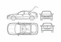 Blueprint Renault Laguna II Hatchback 2006 A4 Photo Print
