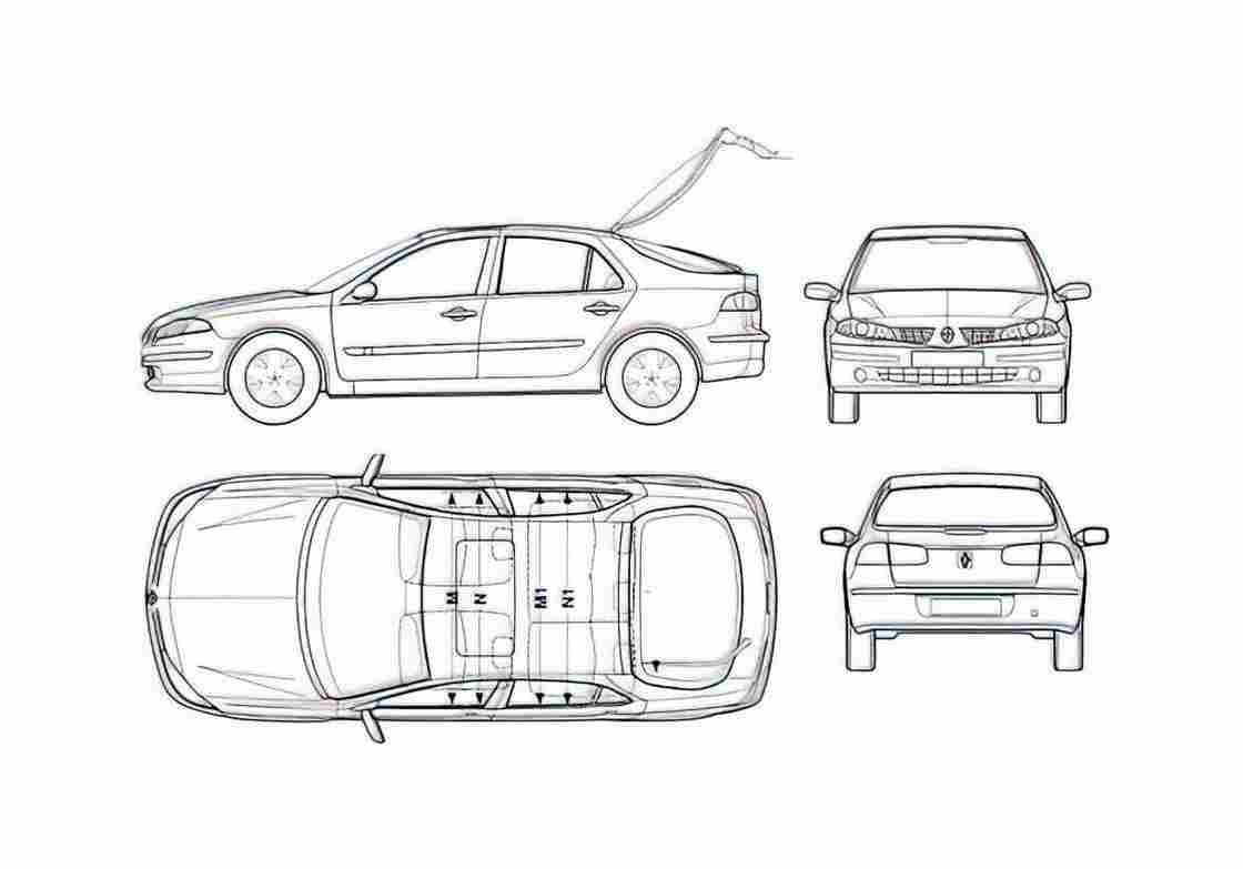 Blueprint Renault Laguna II Hatchback 2006 A4 Photo Print