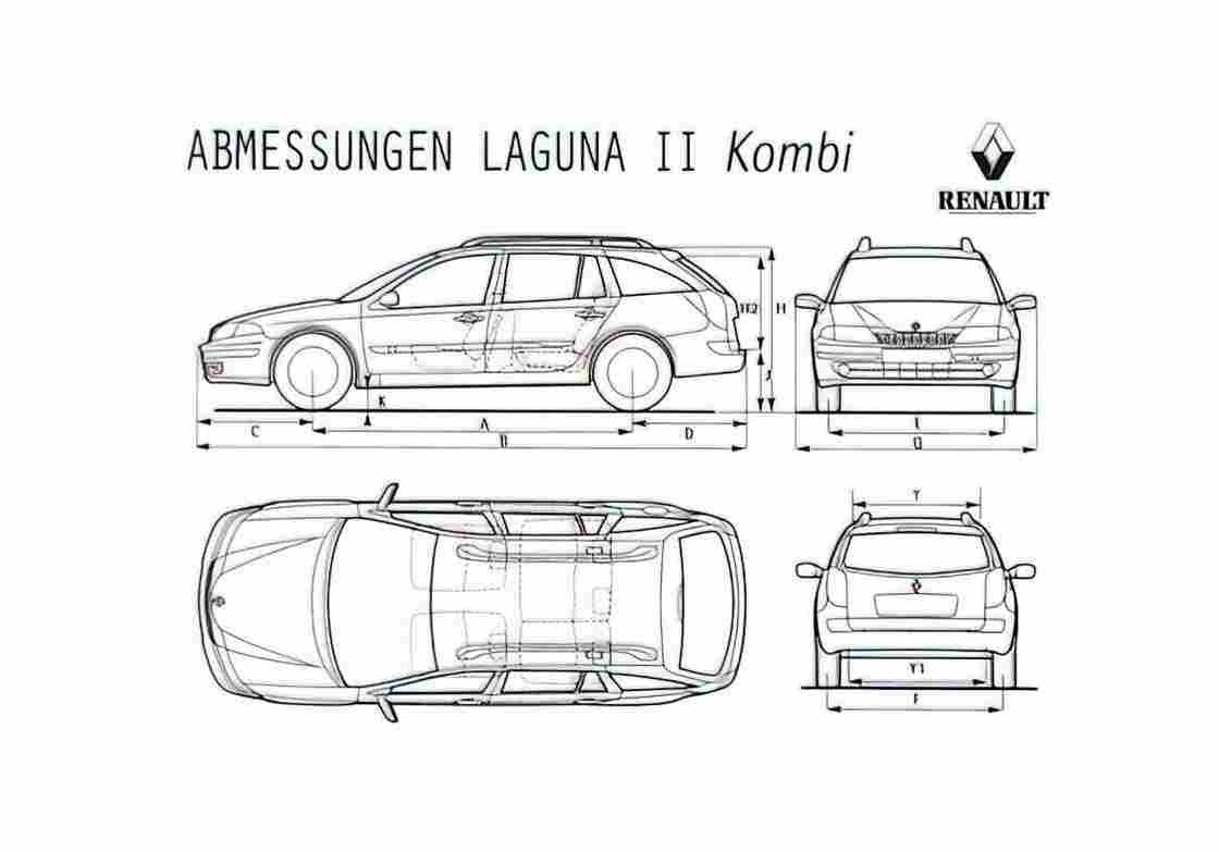 Blueprint Renault Laguna II Kombi Wagon 2000 A4 Photo Print