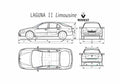 Blueprint Renault Laguna II Sedan 1999 A4 Photo Print