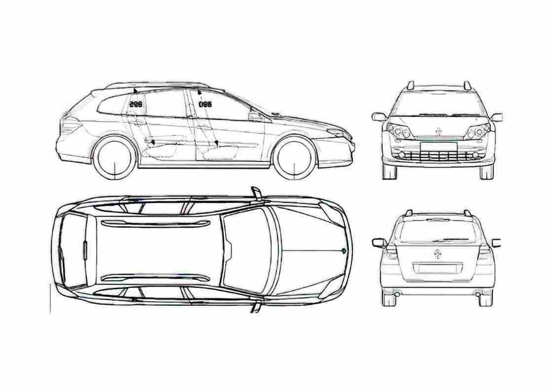 Blueprint Renault Laguna III Break Wagon 2007 A4 Photo Print