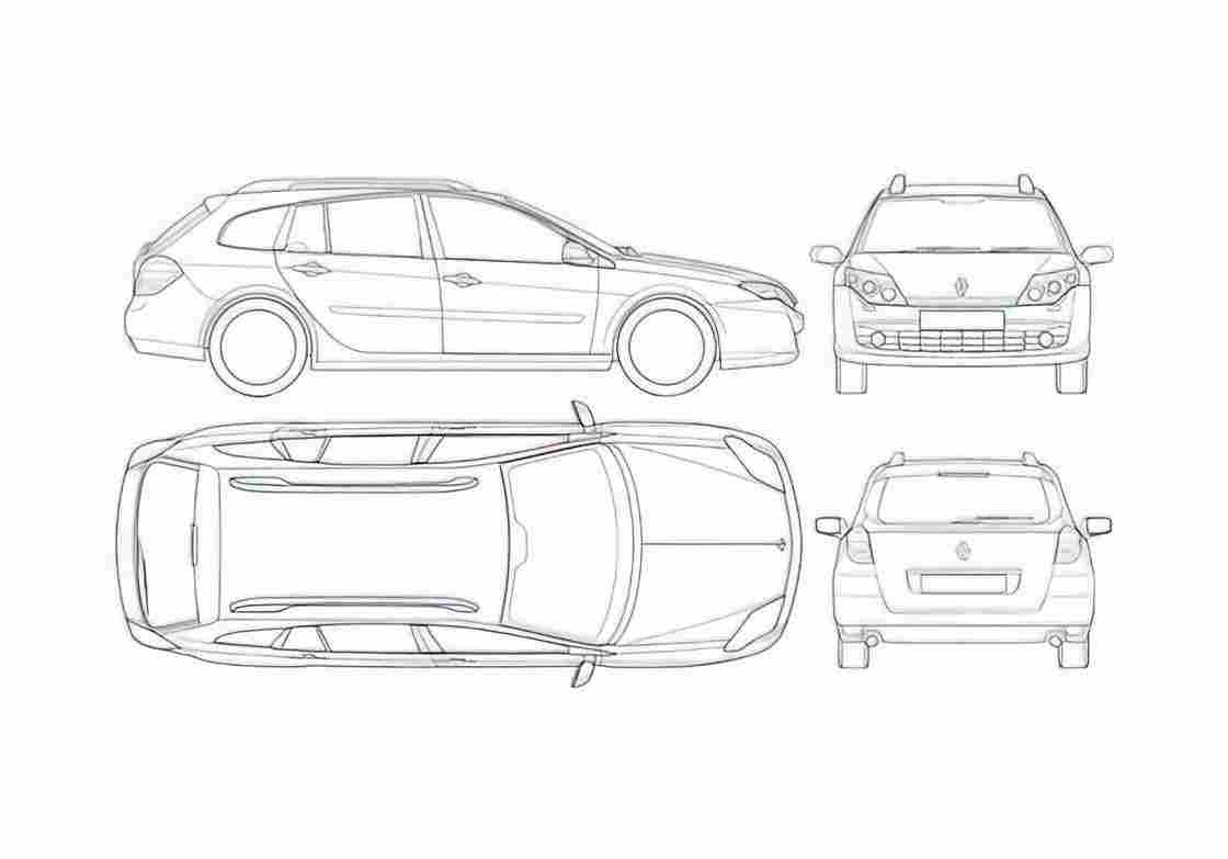 Blueprint Renault Laguna III Break Wagon 2008 A4 Photo Print