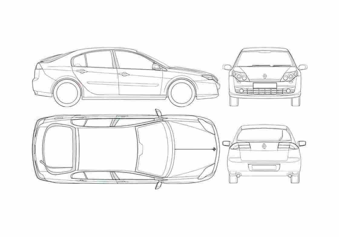 Blueprint Renault Laguna III Hatchback 2008 A4 Photo Print