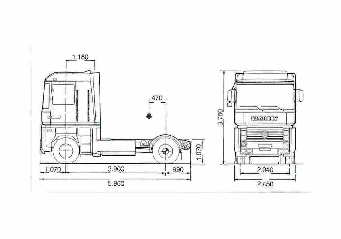 Blueprint Renault Magnum AE500 Truck 1990 A4 Photo Print