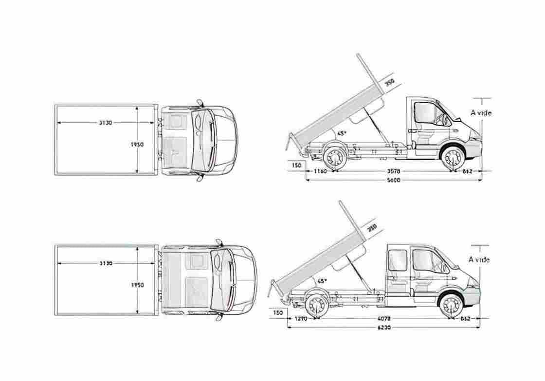 Blueprint Renault Master Tippers Truck 2007 A4 Photo Print