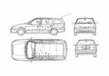 Blueprint Renault Megane Break Wagon 1995 A4 Photo Print
