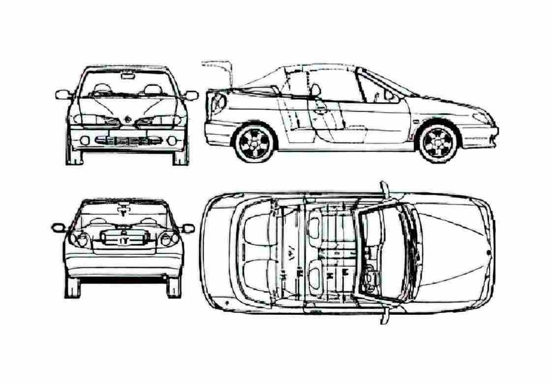 Blueprint Renault Megane Cabriolet 1996 A4 Photo Print