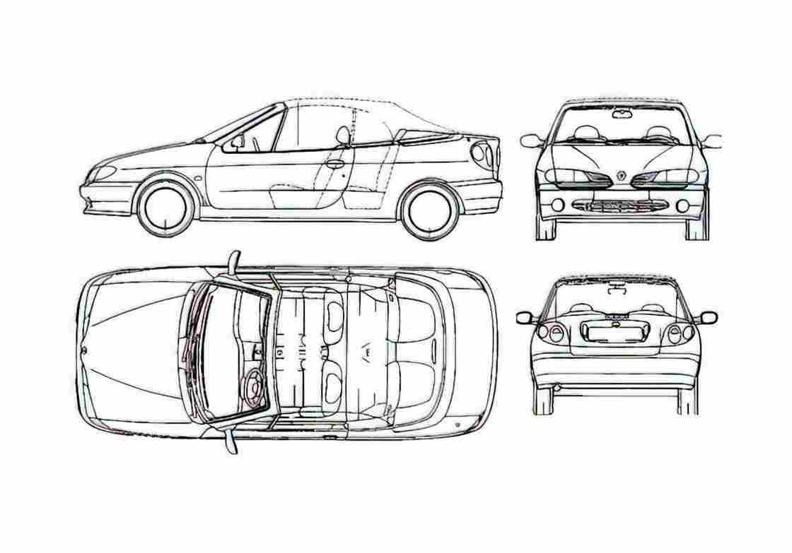 Blueprint Renault Megane Cabriolet 1998 A4 Photo Print