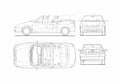 Blueprint Renault Megane Cabriolet 1999 A4 Photo Print