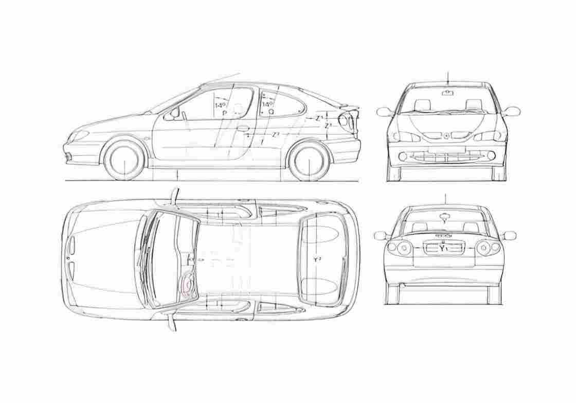 Blueprint Renault Megane Coupe 2000 A4 Photo Print