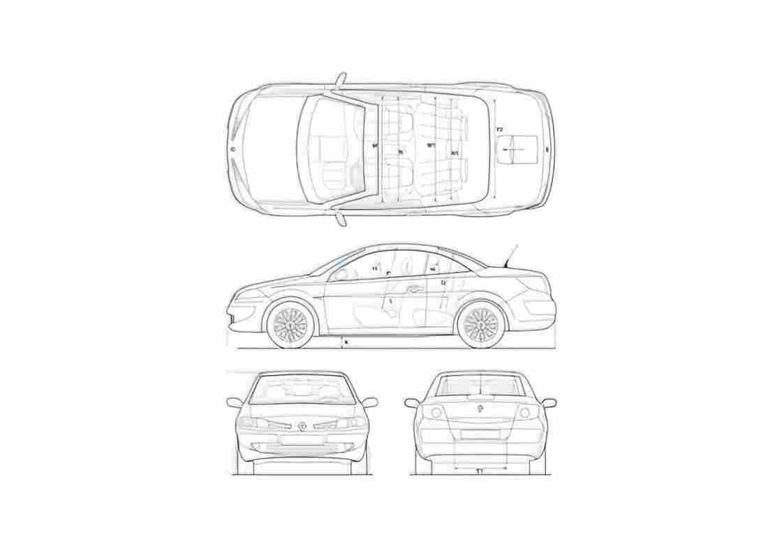 Blueprint Renault Megane Coupe 2005 A4 Photo Print