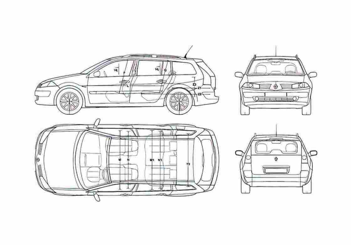 Blueprint Renault Megane Grand Tour Wagon 2006 A4 Photo Print
