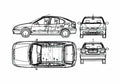 Blueprint Renault Megane Hatchback 1995 A4 Photo Print