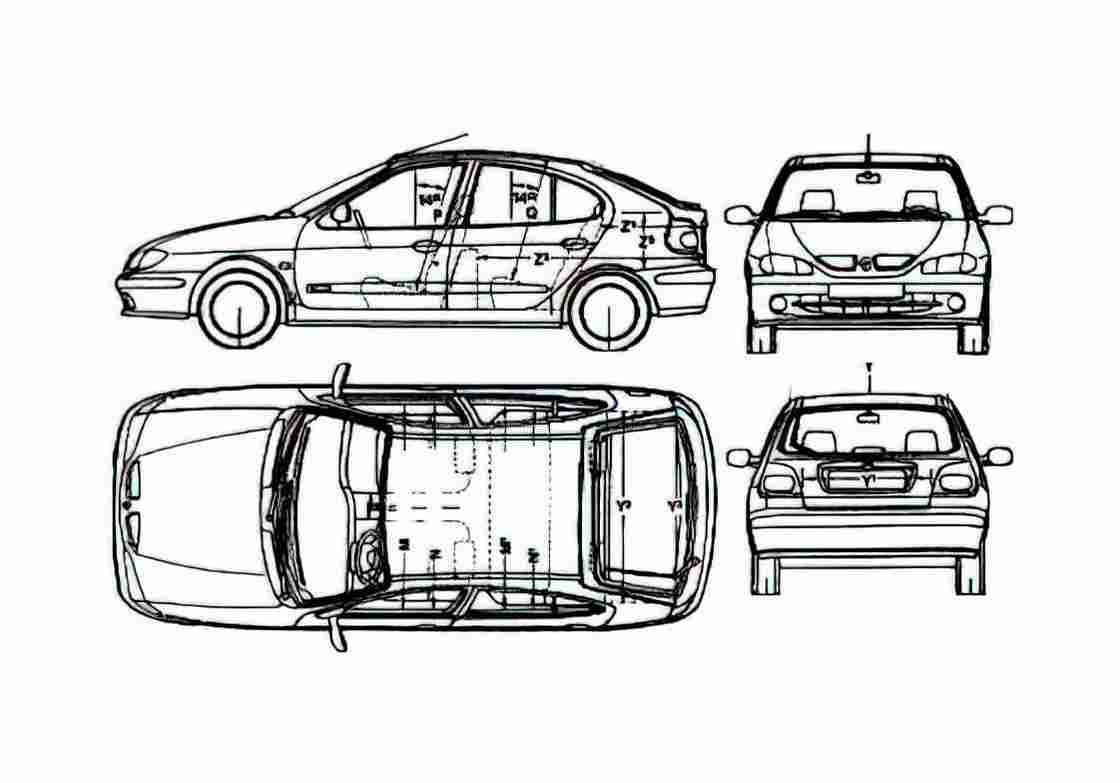 Blueprint Renault Megane Hatchback 1995 A4 Photo Print