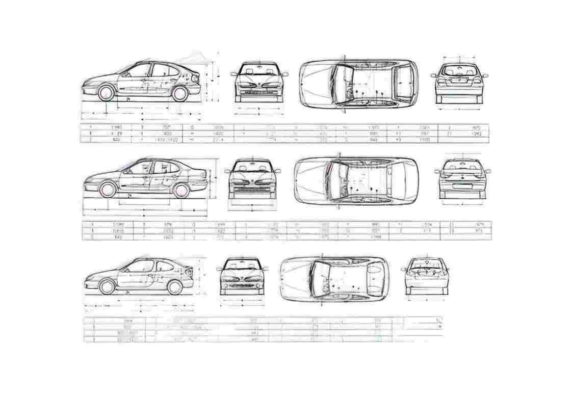 Blueprint Renault Megane Hatchback 1997 A4 Photo Print