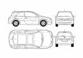 Blueprint Renault Megane II 3 door Hatchback 2003 A4 Photo Print