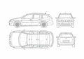 Blueprint Renault Megane II Break Wagon 2006 A4 Photo Print