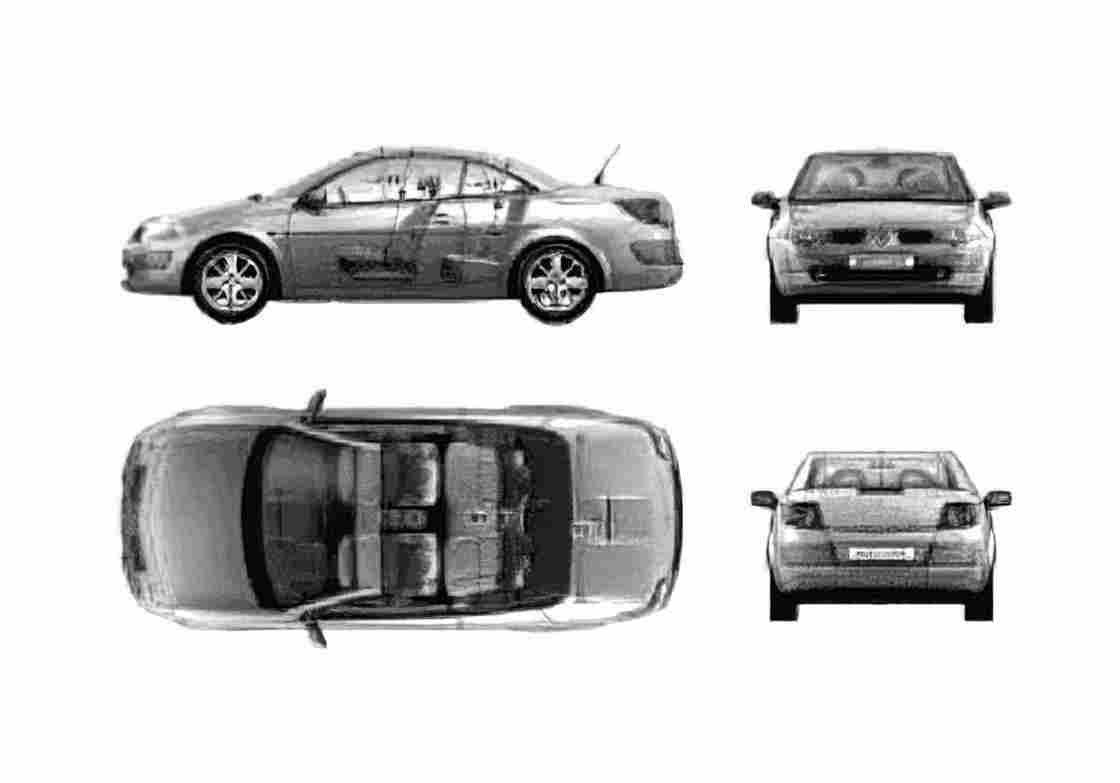 Blueprint Renault Megane II Cabriolet 2005 A4 Photo Print