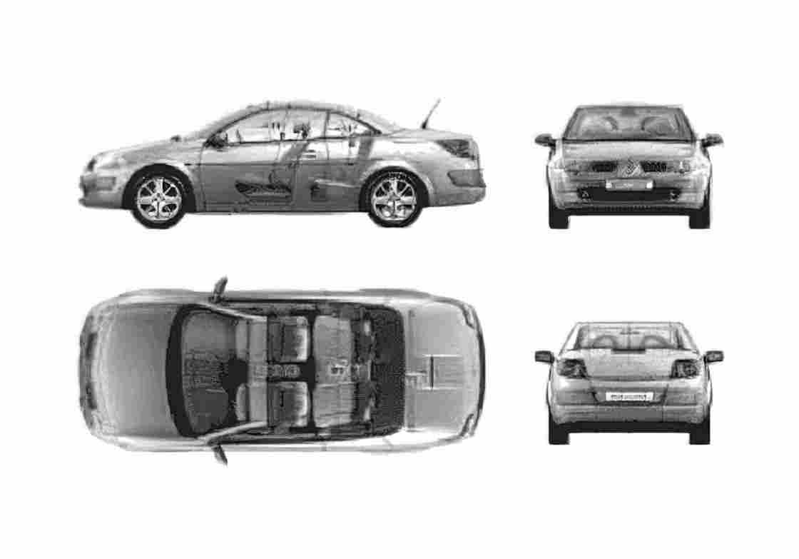 Blueprint Renault Megane II Coupe 2004 A4 Photo Print
