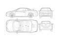 Blueprint Renault Megane II Coupe 2006 A4 Photo Print