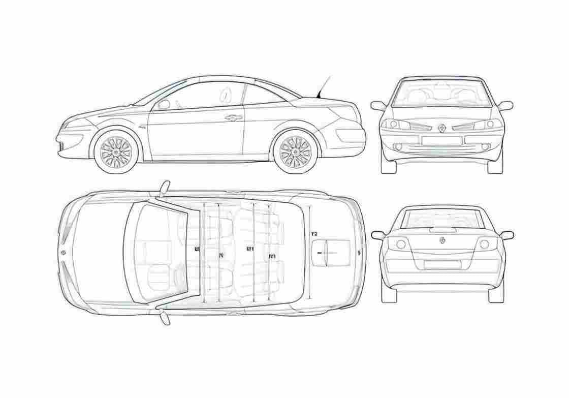 Blueprint Renault Megane II Coupe 2006 A4 Photo Print