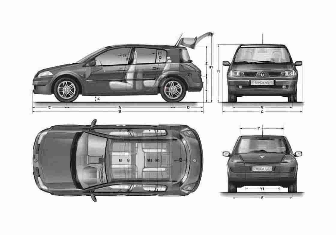 Blueprint Renault Megane II Hatchback 2007 A4 Photo Print