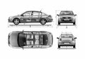 Blueprint Renault Megane II Sedan 2007 A4 Photo Print