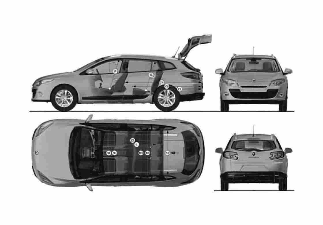 Blueprint Renault Megane III Break Wagon 2009 A4 Photo Print