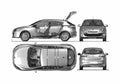 Blueprint Renault Megane III Hatchback 2009 A4 Photo Print
