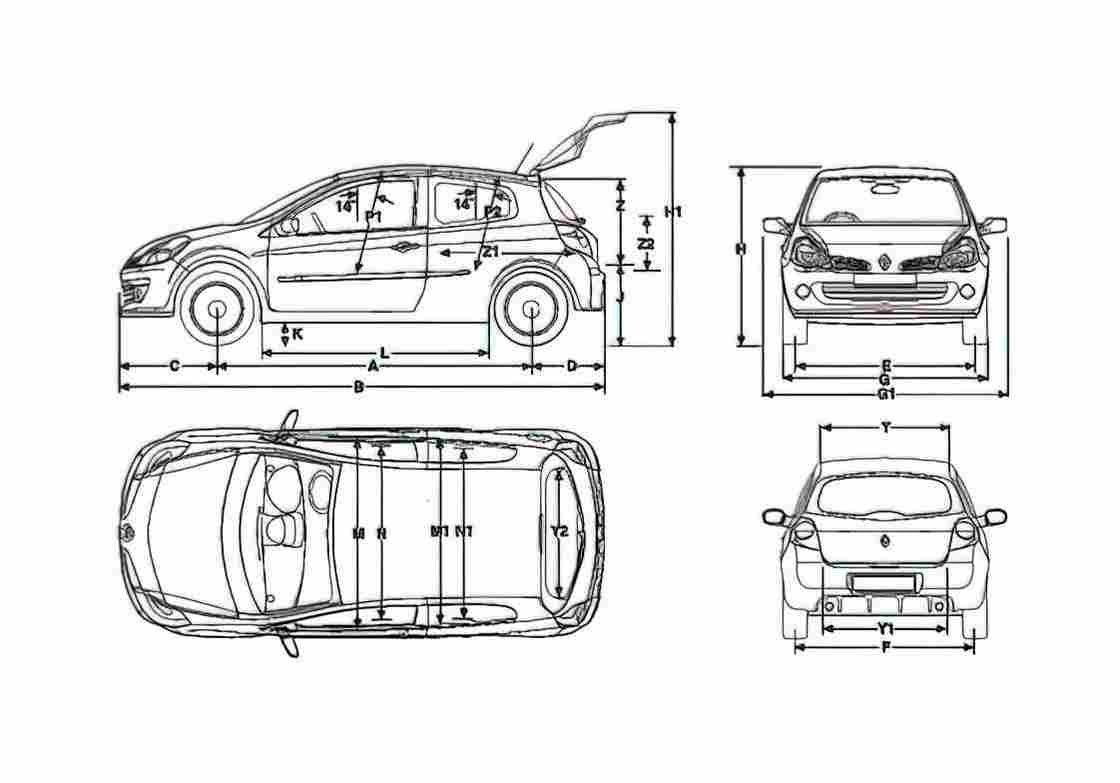 Blueprint Renault Megane Renaultsport 230 Hatchback 2004 A4 Photo Print