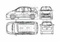 Blueprint Renault Megane Scenic Minivan 1999 A4 Photo Print