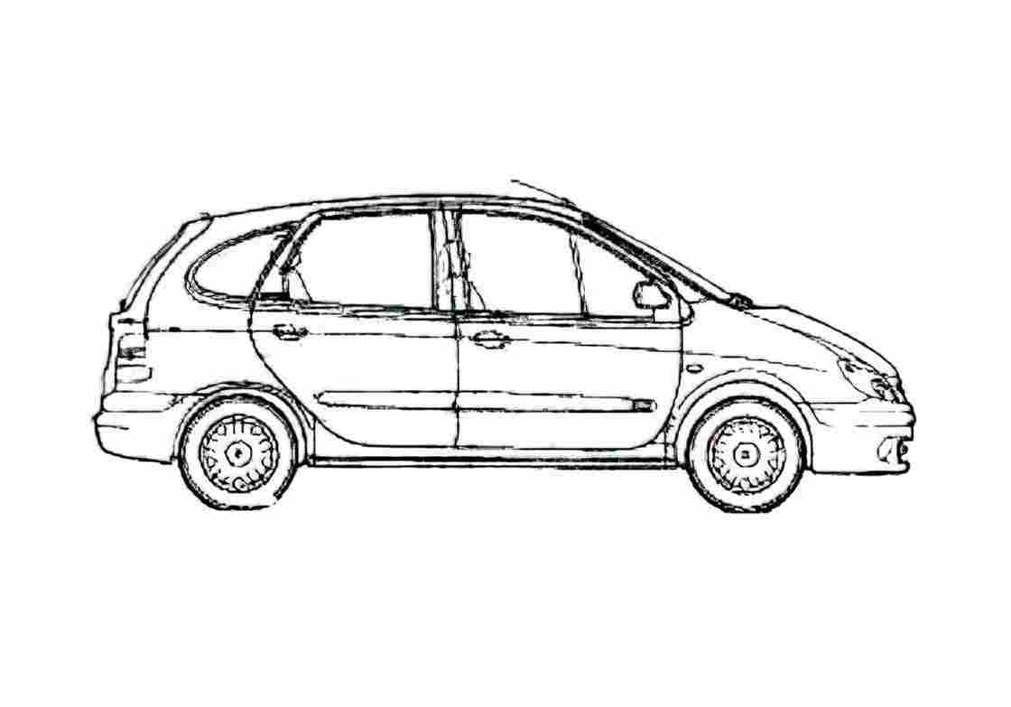 Blueprint Renault Megane Scenic Minivan 2001 A4 Photo Print