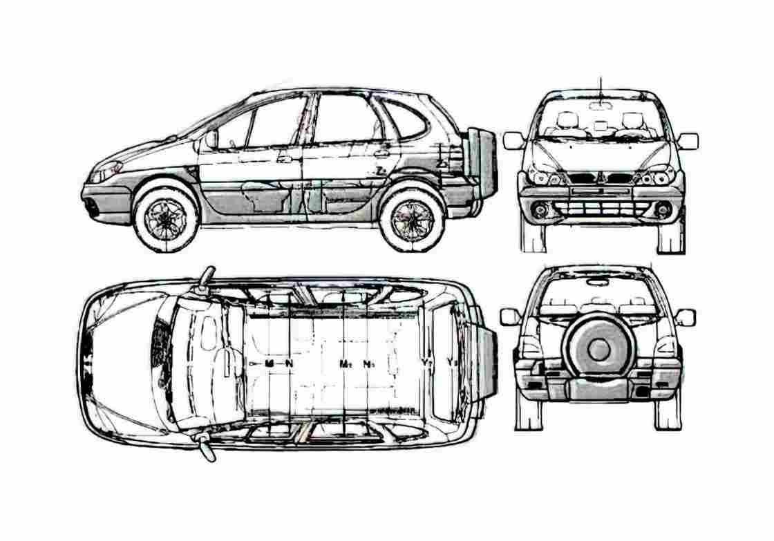 Blueprint Renault Megane Scenic RX4 SUV 1995 A4 Photo Print