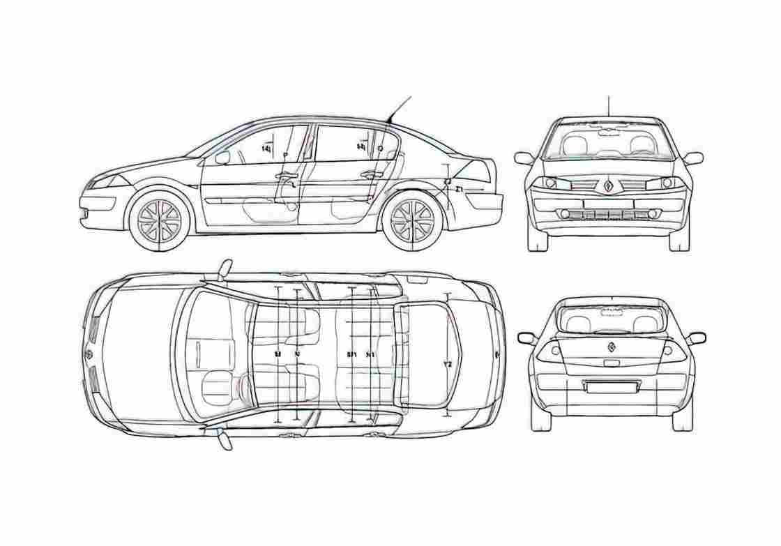 Blueprint Renault Megane Sedan 2006 A4 Photo Print