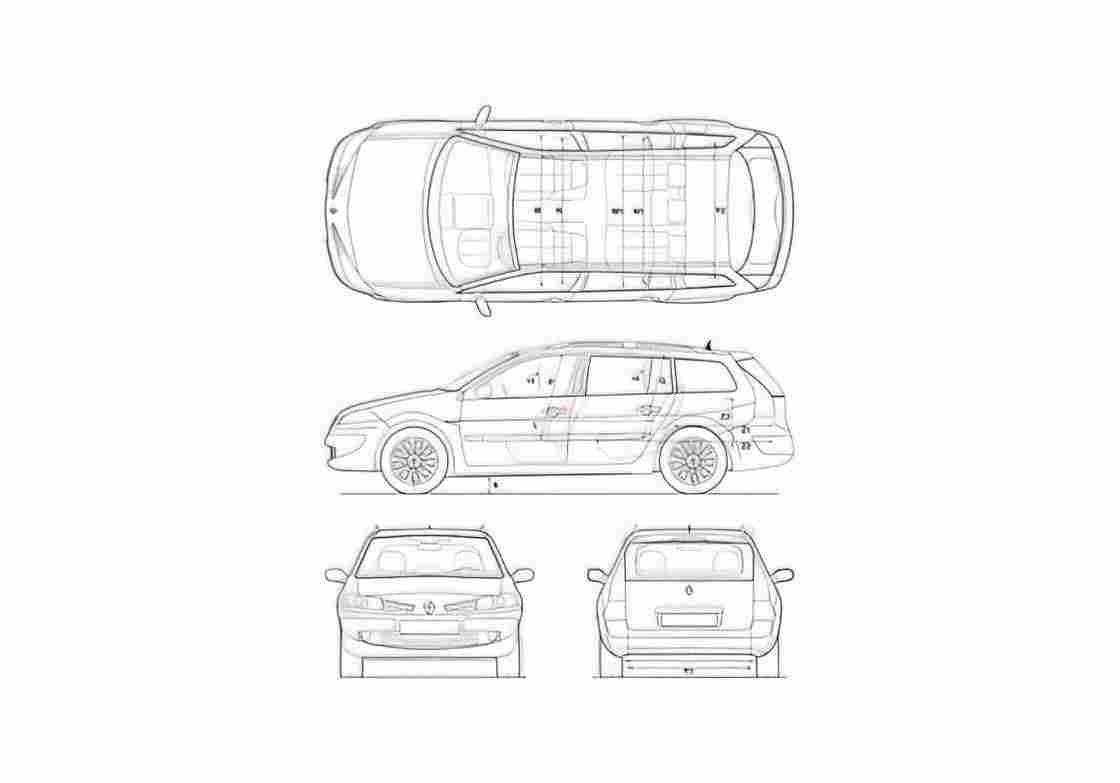 Blueprint Renault Megane Wagon 2005 A4 Photo Print