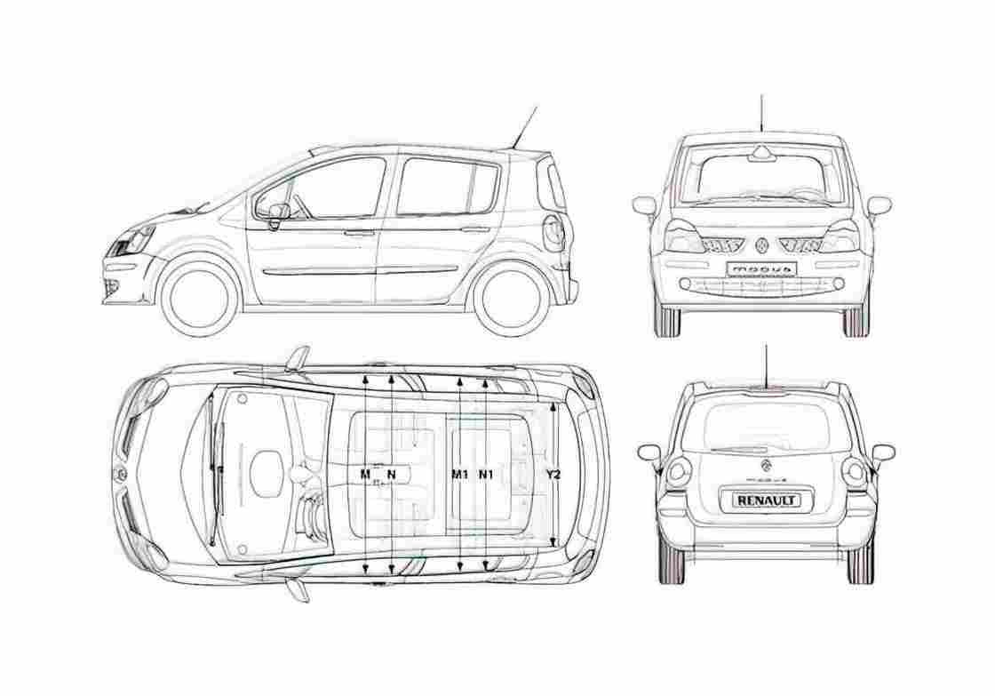 Blueprint Renault Modus Hatchback 2006 A4 Photo Print